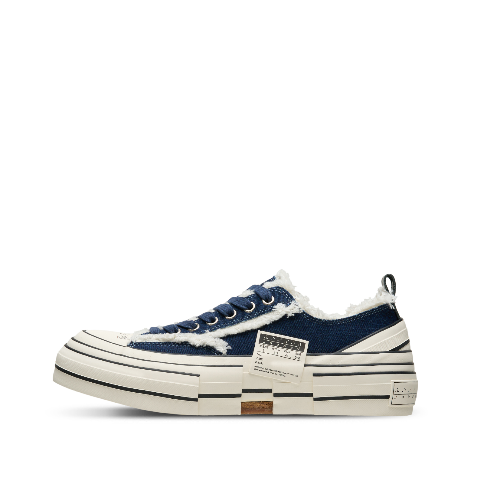 【代購】XVESSEL x Peace And After Abrasion Resistant Lightweight Height Increasing Low top Canvas Shoes Unisex Slant Denim Blue PA-23XVAC-02