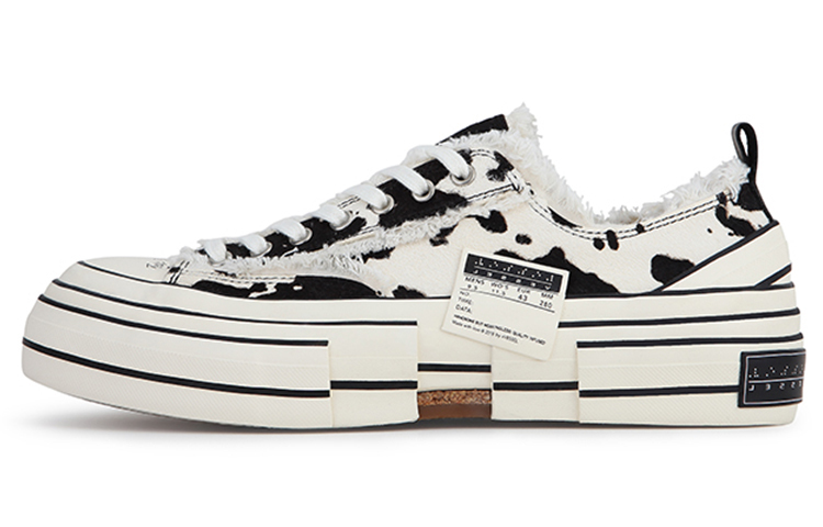 【代購】XVESSEL G.O.P. Lows 'Cow Print' Cow, Horsehair Cork Sealing Sulfide Low top Canvas Shoes Unisex Black White F22X36B