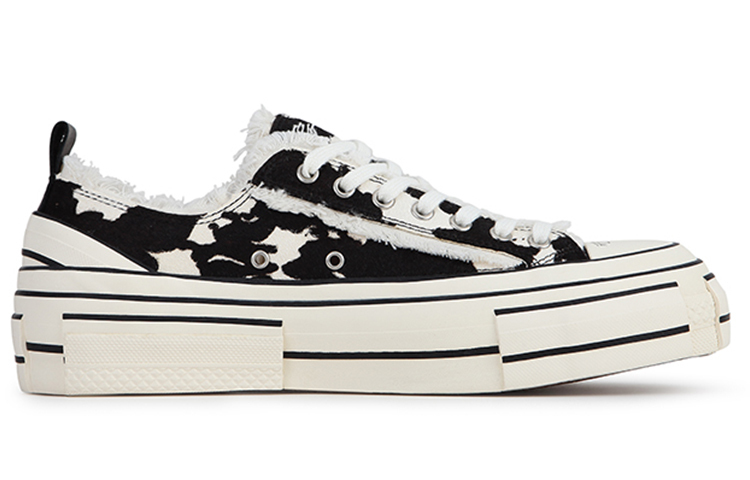 【代購】XVESSEL G.O.P. Lows 'Cow Print' Cow, Horsehair Cork Sealing Sulfide Low top Canvas Shoes Unisex Black White F22X36B