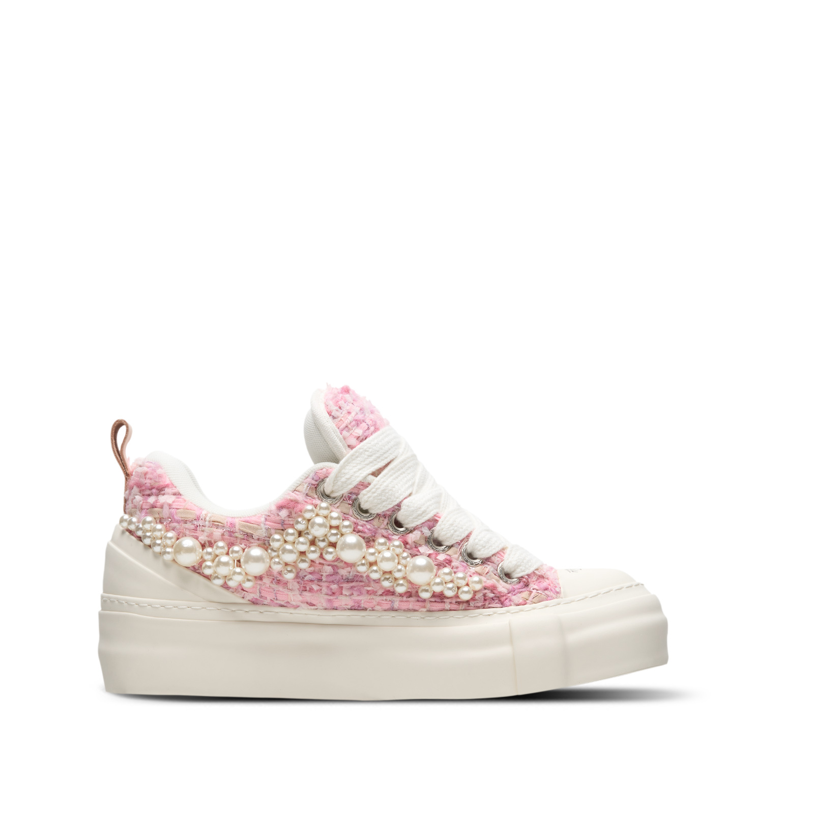 【代購】XVESSEL Pearl Nougat, Tweed Mid top Canvas Shoes Women's Pink F23X35F