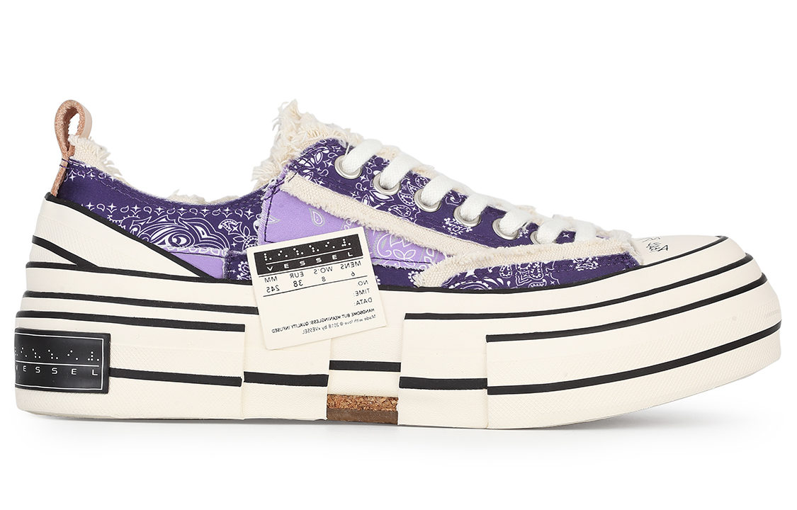 【代購】VESSEL G.O.P.Lows Violet Paisleys Low top Canvas Shoes Unisex Purple F21X14Z
