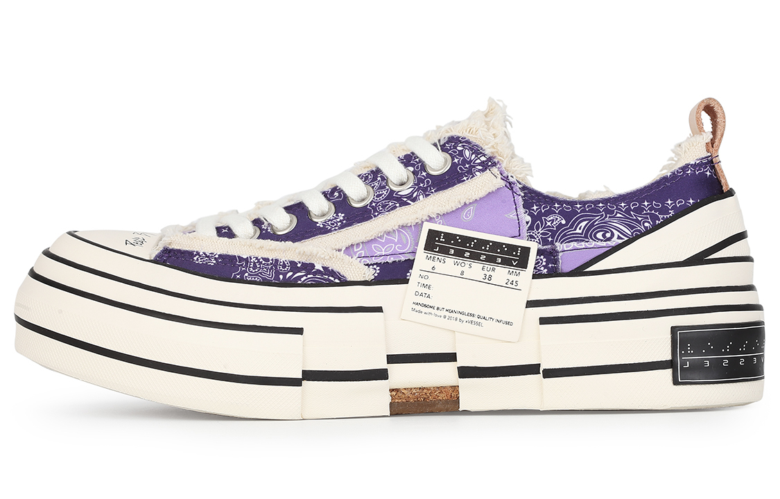 【代購】VESSEL G.O.P.Lows Violet Paisleys Low top Canvas Shoes Unisex Purple F21X14Z