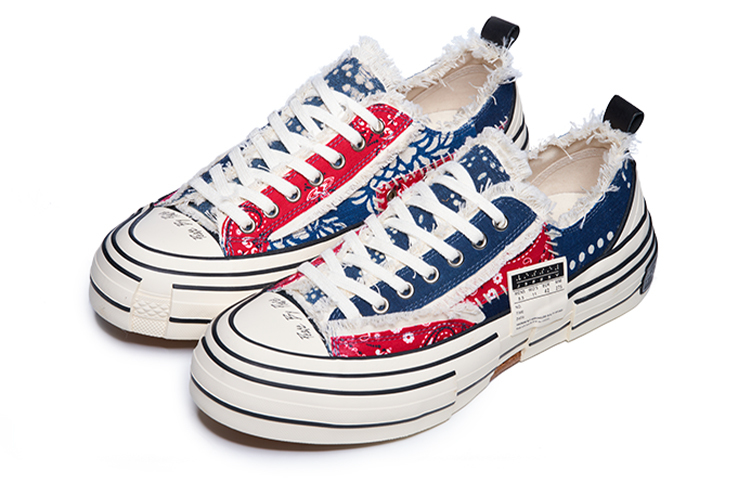 【代購】VESSEL G.o.p. Lows 'Redxblue Paisley' Low top Canvas Shoes Unisex Red Blue F21X28B