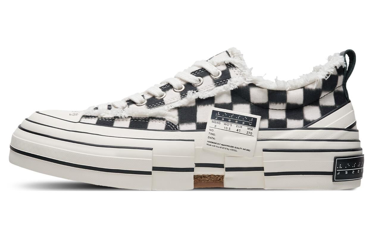 【代購】VESSEL G.O.P. LOWS PIXEL Slip Resistant Abrasion Resistant Low top Canvas Shoes Unisex Black White S23X09B