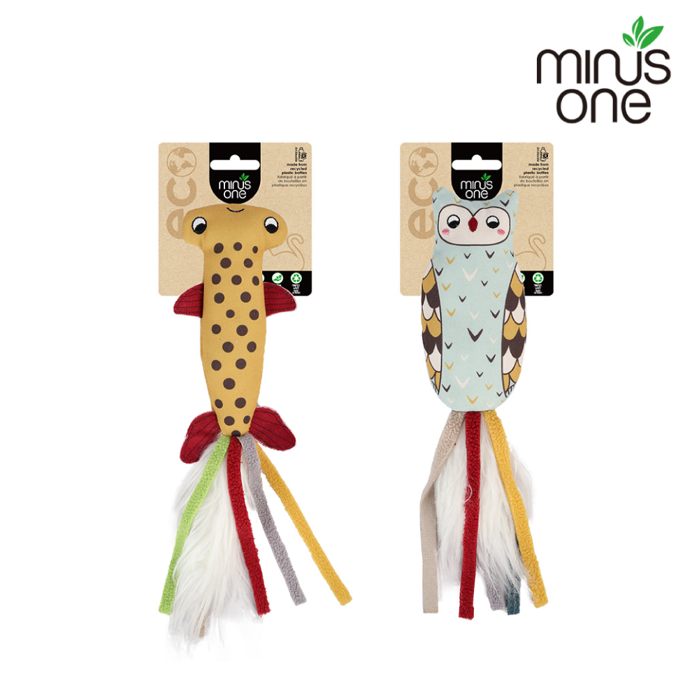 邁樂思 Minus One | 環保棉帆布 鎚頭鯊/貓頭鷹 紓壓踢踢包 貓草玩具