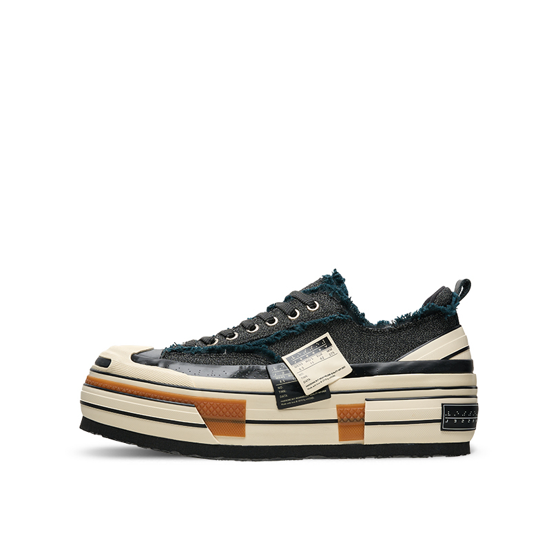 【代購】VESSEL Double Side Label Ladder Climbing Shoes Open Ended Smile 3M Reflective Low top Canvas Shoes Unisex Black F24X56B