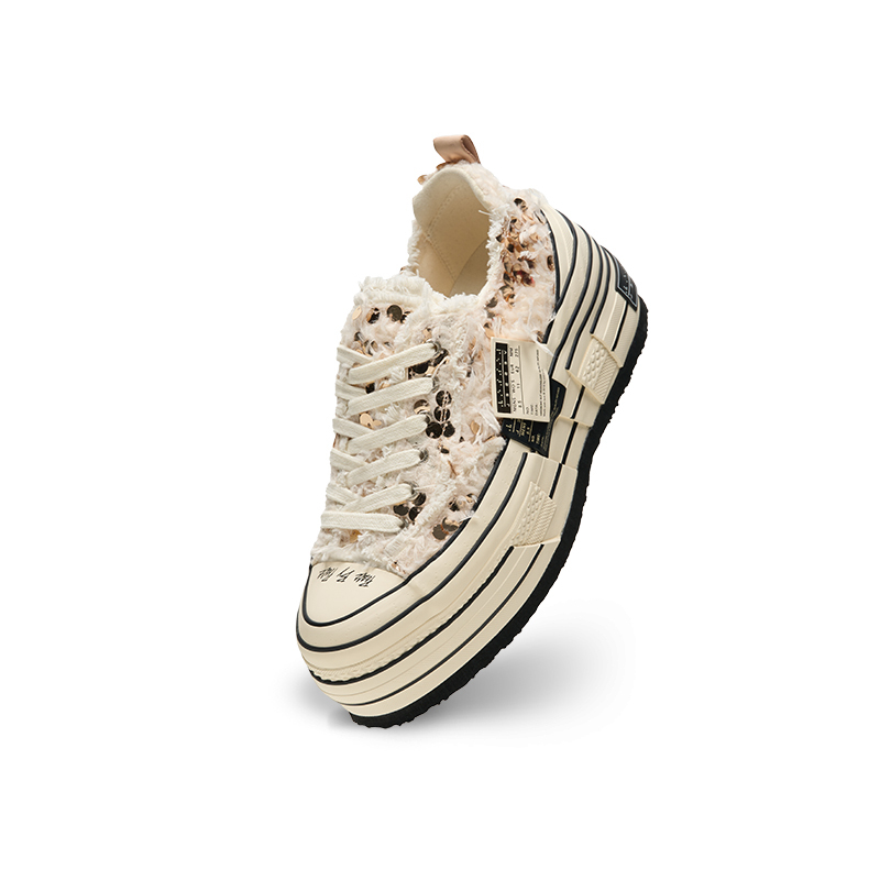 【代購】VESSEL Double Side Label Swan Ladder Low top Canvas Shoes Unisex White Gold F24X55G