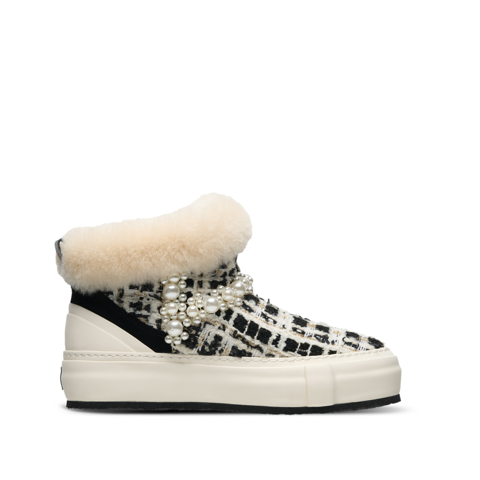 【代購】Luxeco x VESSEL Pearl Tweed Crew Snow Boots Unisex Black White F23X31B