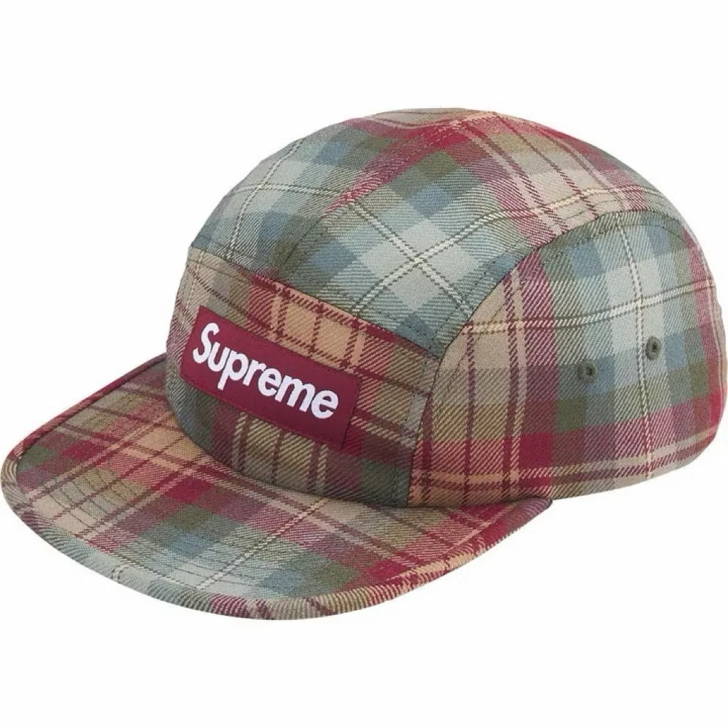 限量現貨 Supreme 25FW Lochcarron Camp Cap 五分割帽 格紋帽