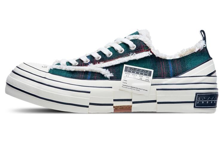 【代購】VESSEL Forrest Green Plaid Low top Canvas Shoes Unisex Green F22X89G