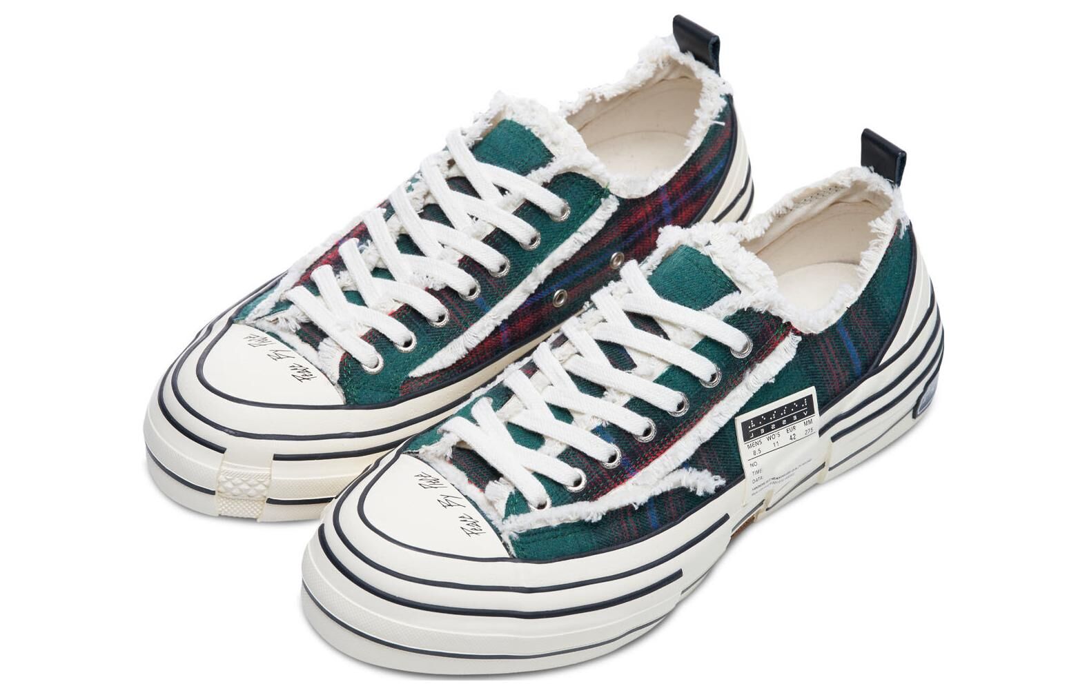 【代購】VESSEL Forrest Green Plaid Low top Canvas Shoes Unisex Green F22X89G