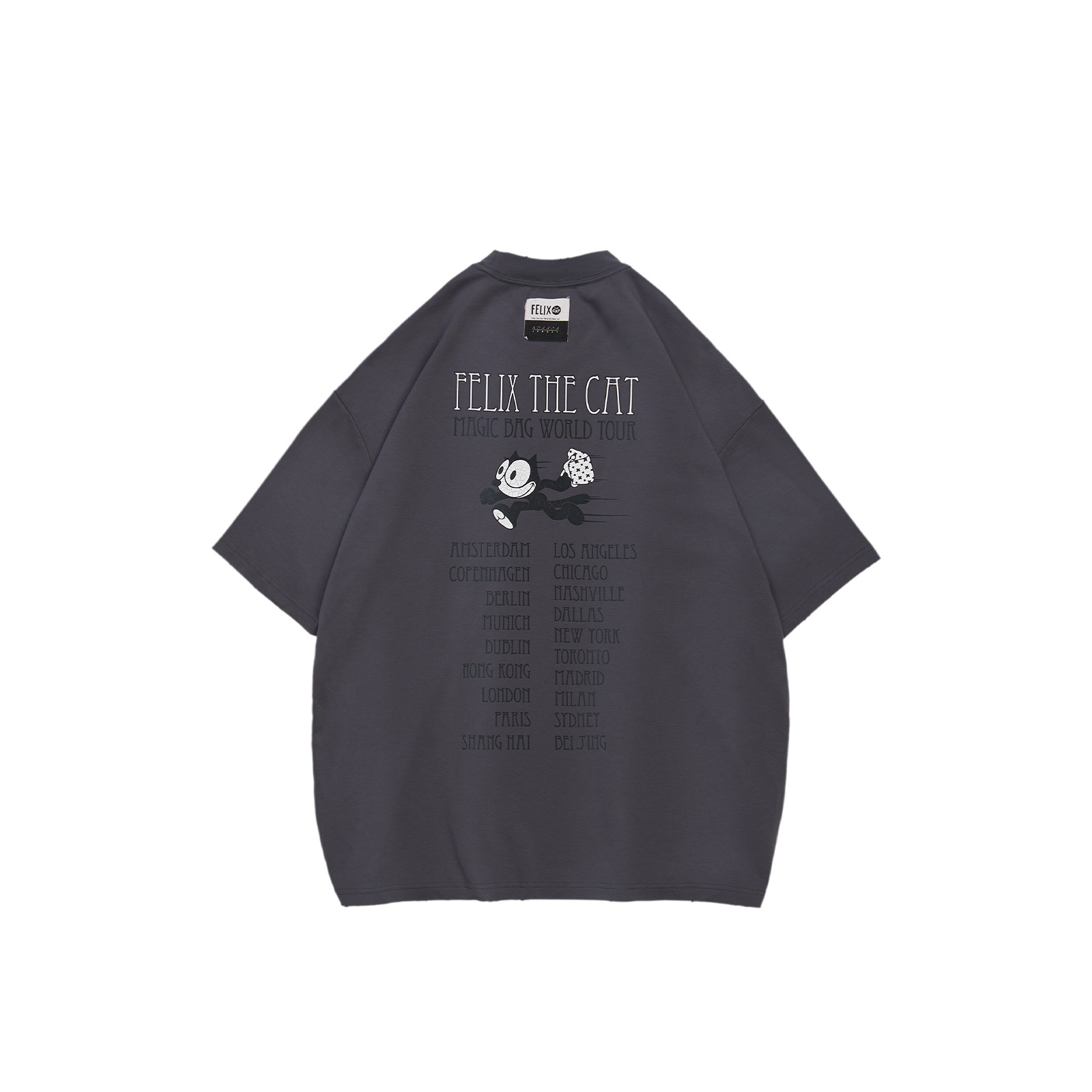 【代購】XVESSEL Felix Cat Collaboration Collection T Shirts Unisex Gray Crew Neck Moderate Y24X614B