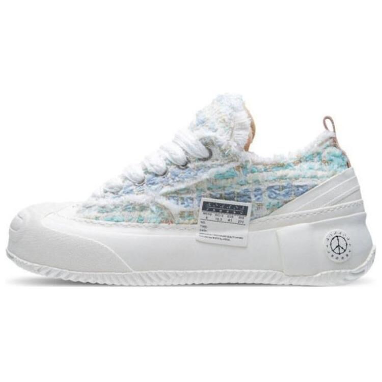 【代購】XVESSEL G.O.P. MARSHMALLOW Tweed Blue Cotton Candy Low top Canvas Shoes Unisex White Blue F22X64B