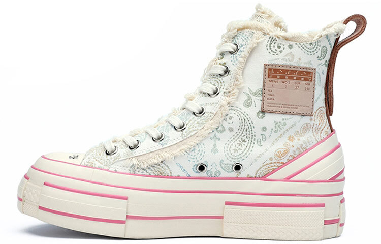 【代購】VESSEL G.O.P. Highs Paisley Fluorescence Height Increasing Canvas Shoes Unisex White F20X008YW