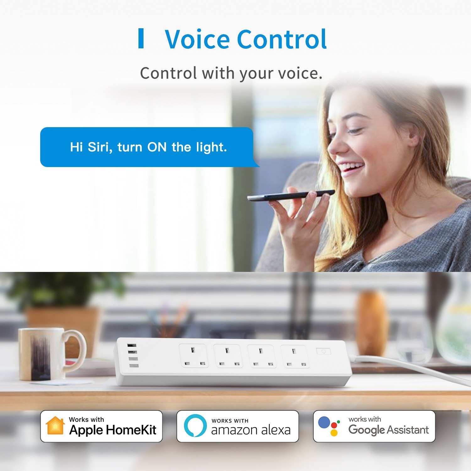 Meross Smart Wi-Fi Surge Protector 智能防雷拖板 (4位插座 + 4 USB) | MSS425F | Apple HomeKit