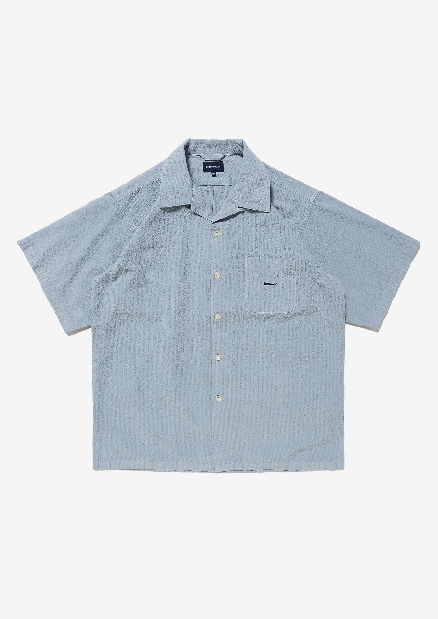 [Instock] DESCENDANT SS26 S WIND OPEN COLLAR SEERSUCKER SS SHIRT | BLUE