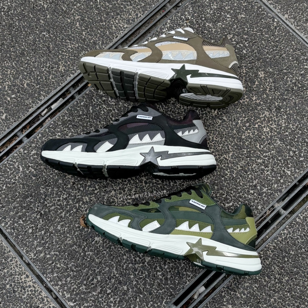 BAPE SHARK STA 三款 黑白 草綠 墨綠 休閒鞋 潮流 男款