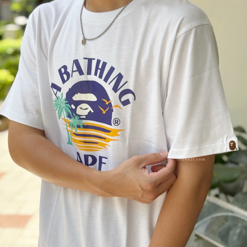 A BATHING APE 夕陽 熱帶度假風 白色 短袖 日本