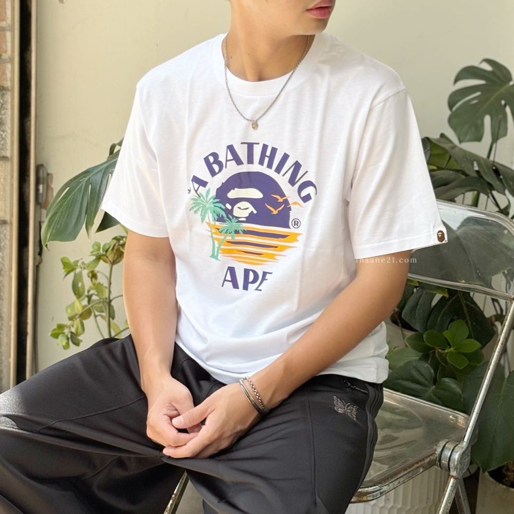 A BATHING APE 夕陽 熱帶度假風 白色 短袖 日本
