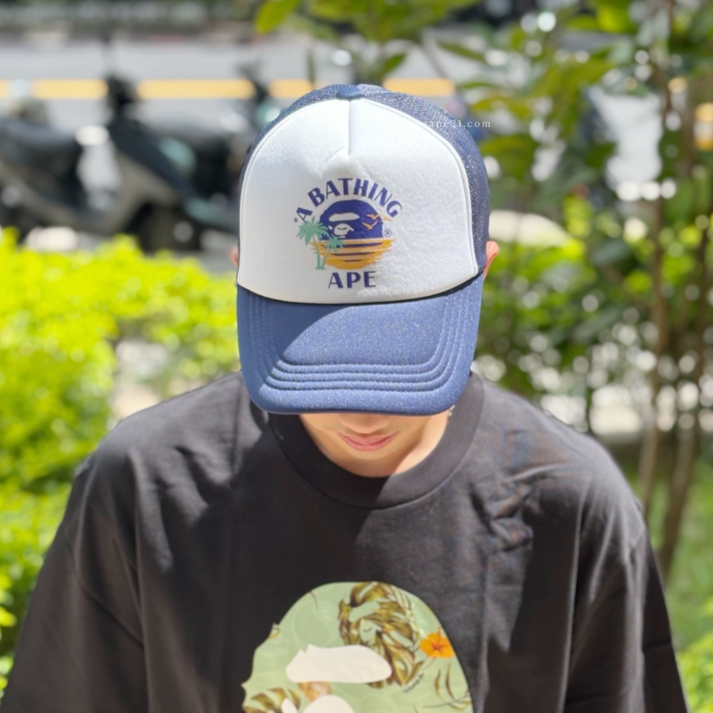 A BATHING APE 夕陽 熱帶度假風 網帽 可調節