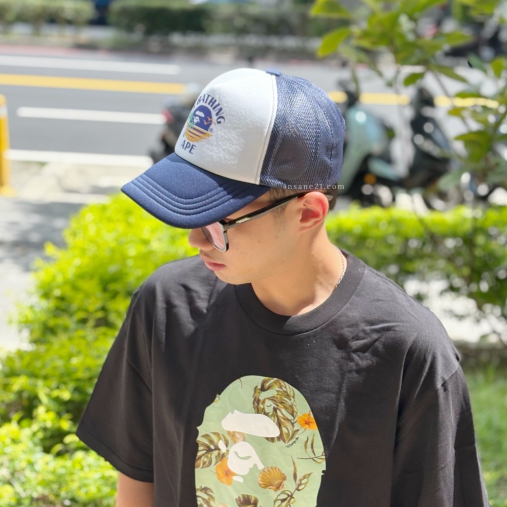 A BATHING APE 夕陽 熱帶度假風 網帽 可調節