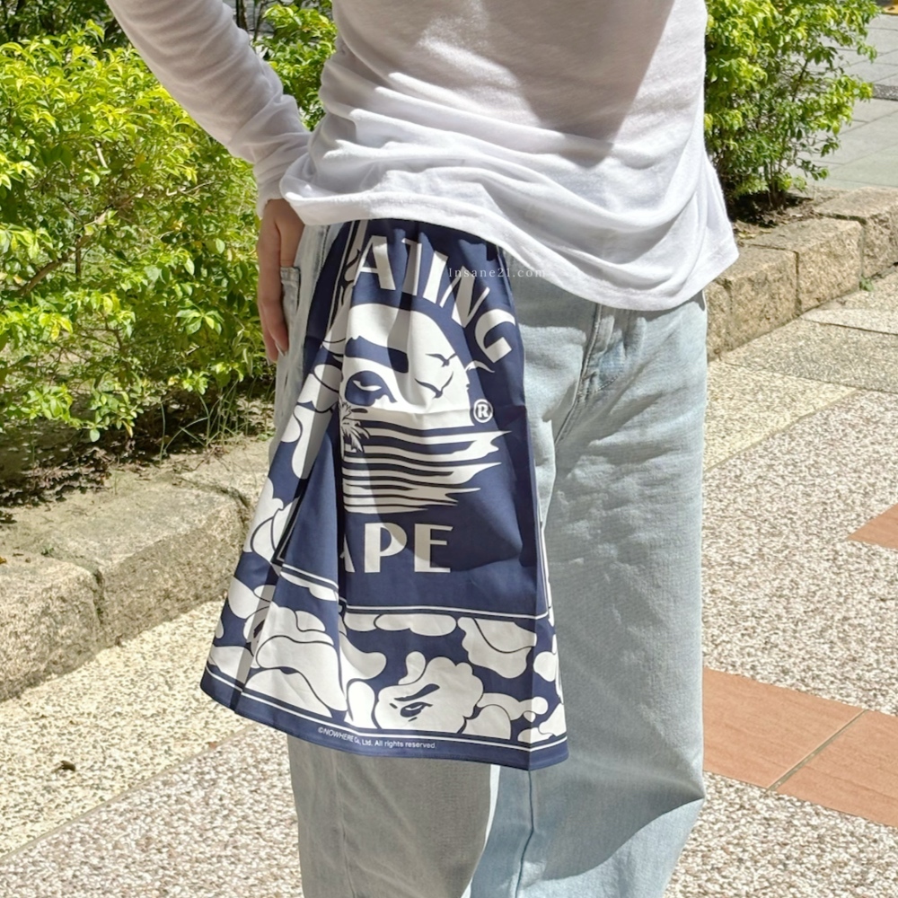 A BATHING APE 夕陽 藏藍 深藍 方巾 穿搭配件