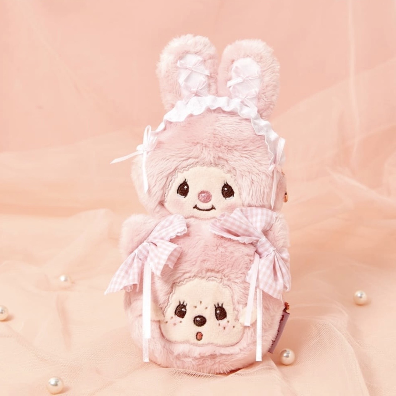 MONCHHICHI 粉色蘿莉塔 蒙奇奇 綁帶 耳機包 收納小包 兩款