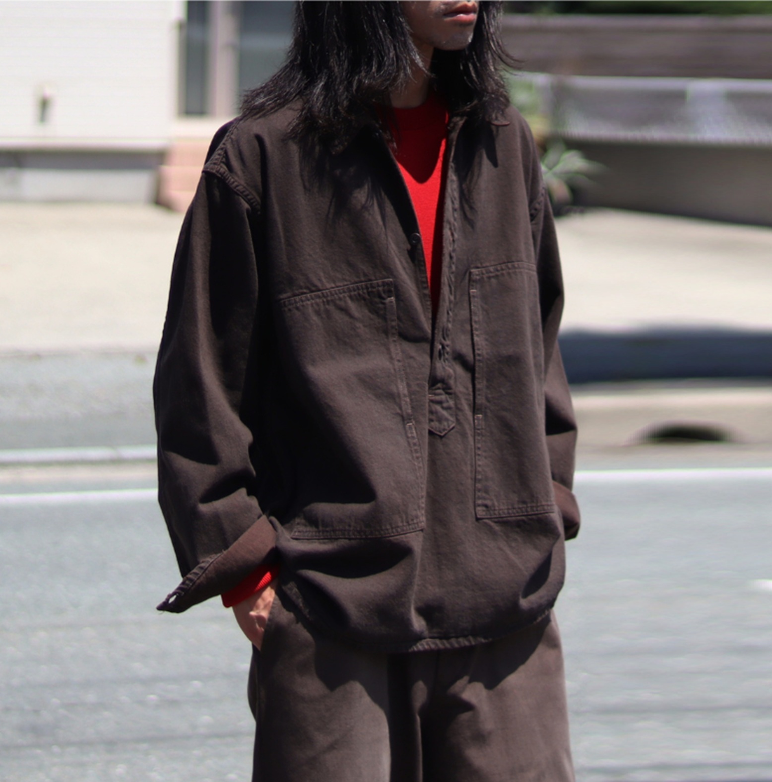 A.PRESSE 2026 A/W VINTAGE M-35 DENIM PULLOVER JACKET (26AAP-01-57) - BROWN PRE ORDER ITEM (預訂中)