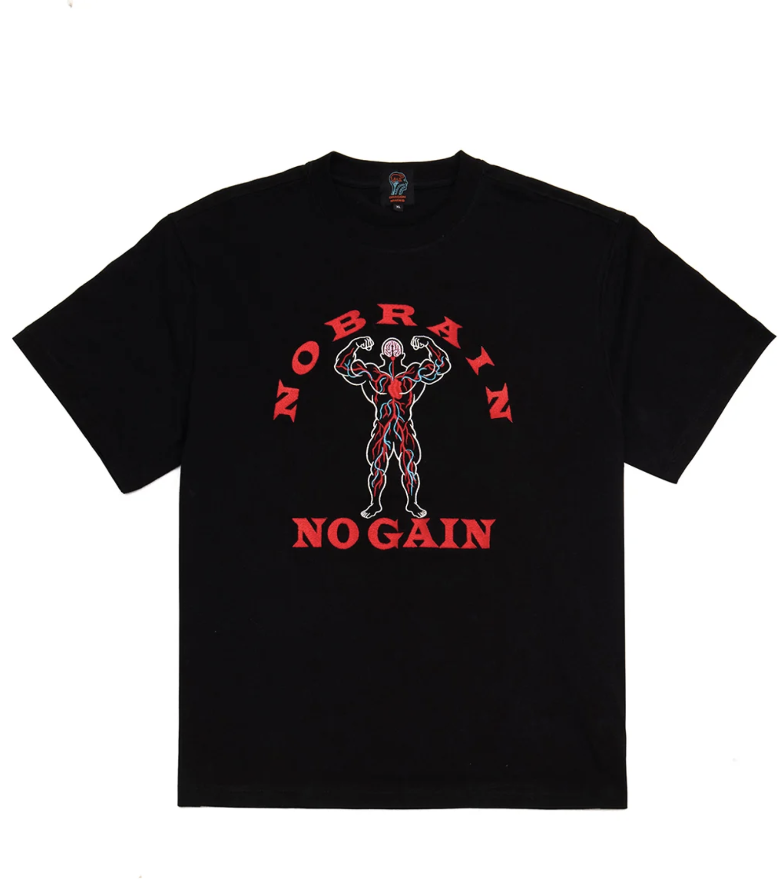[Instock] KOFGYM x DM8 : No Brain No Gain Embroidery Tee (Black) Lifting Ver.