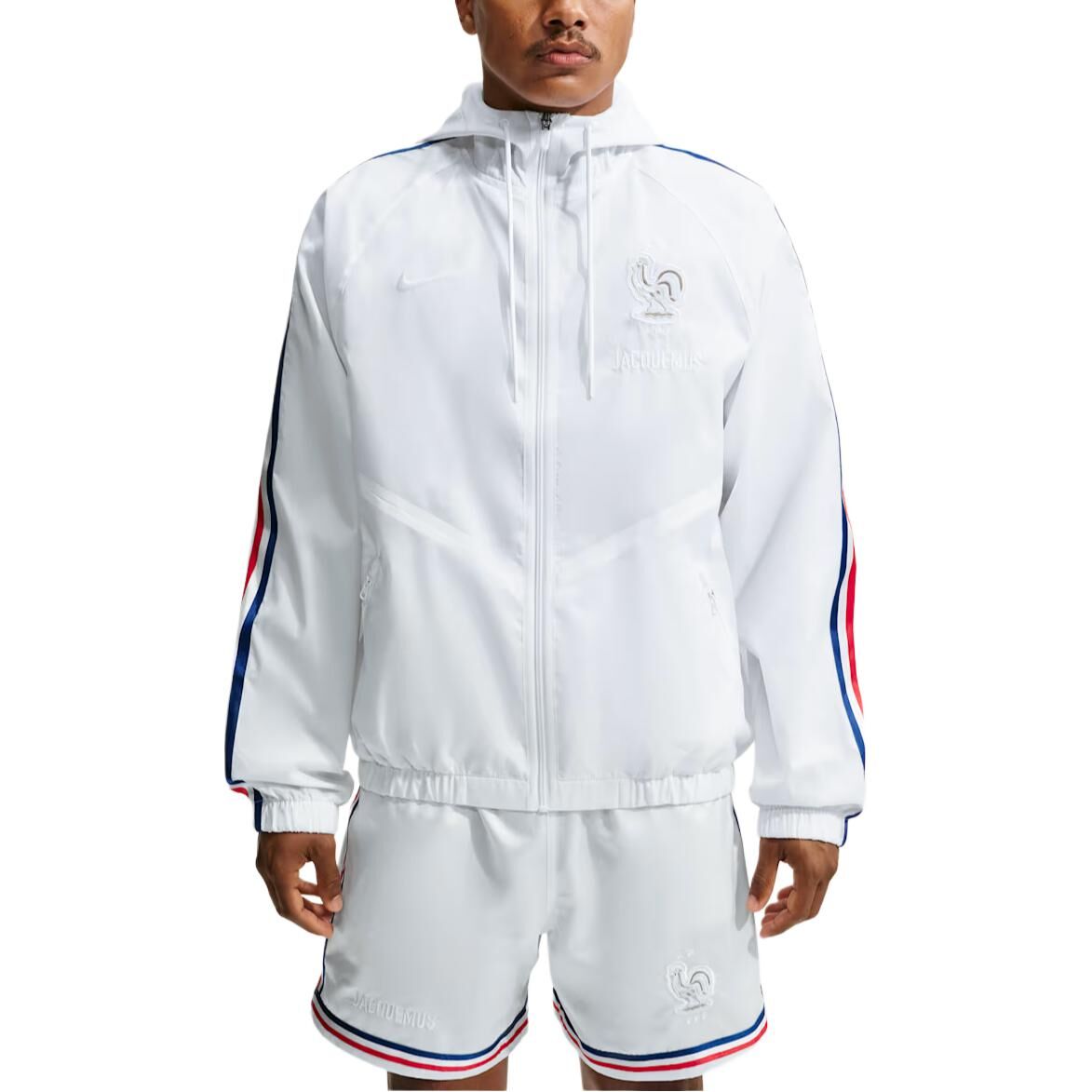 【代購】Nike X Jacquemus Jackets Unisex White Hooded Non Detachable Moderate Other IH1614-100 法國國家隊 聯名條紋拉鍊連帽夾克 男女同款