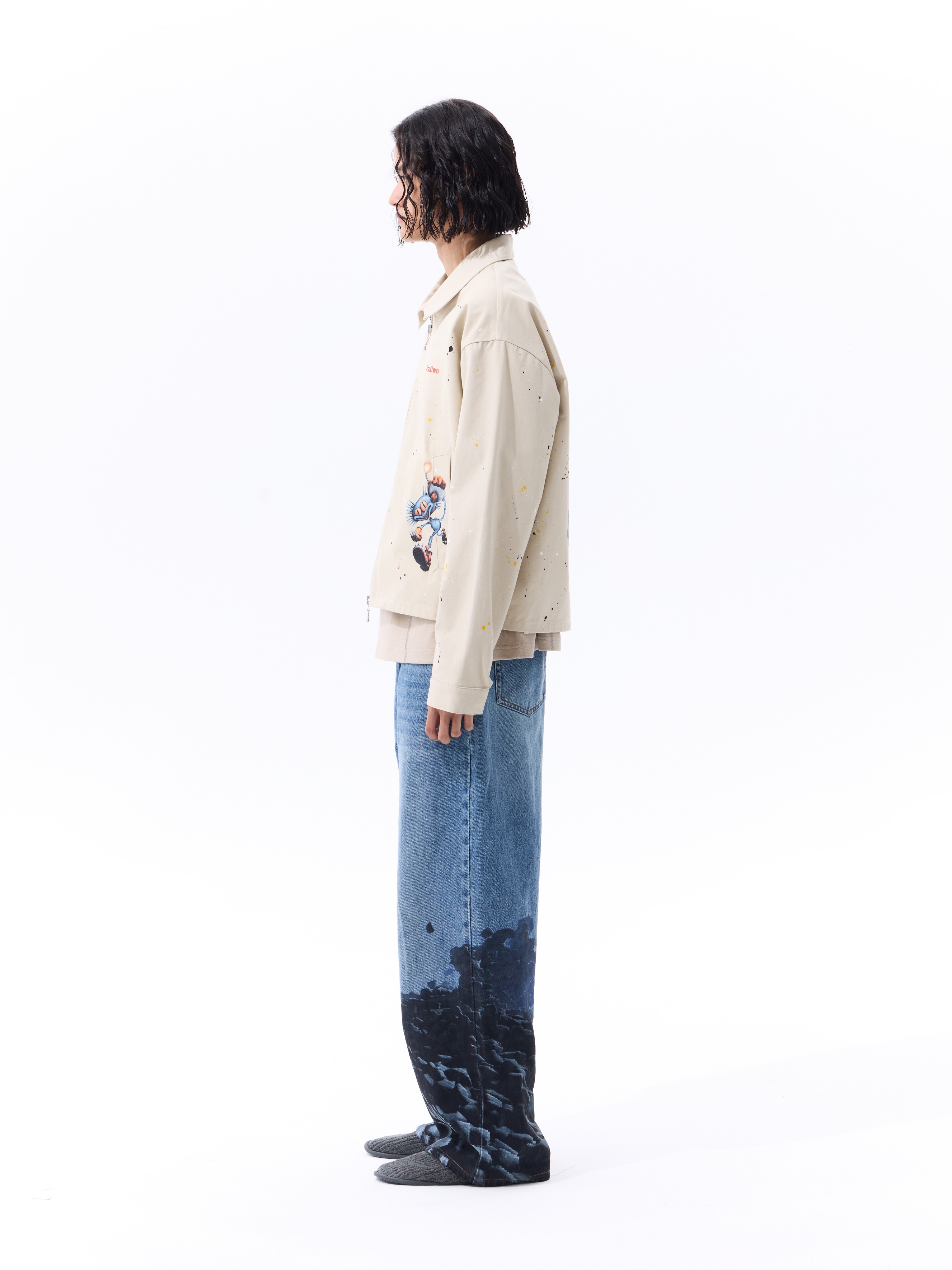PSN/OWN 潑墨印刷人物圖像 短版立領外套 PSN ENTERTAINMENT JACKET P/O-SS26-6010