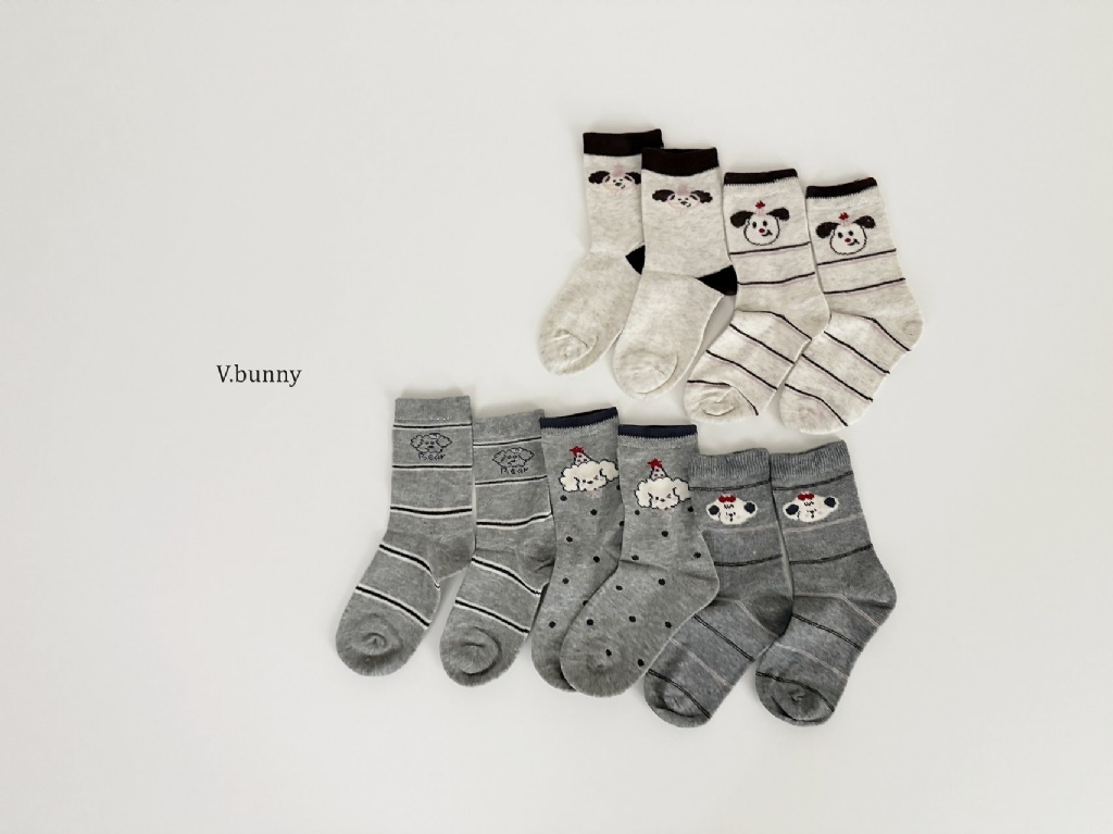 正韓秋Vbunny 派對狗條文襪(五入)