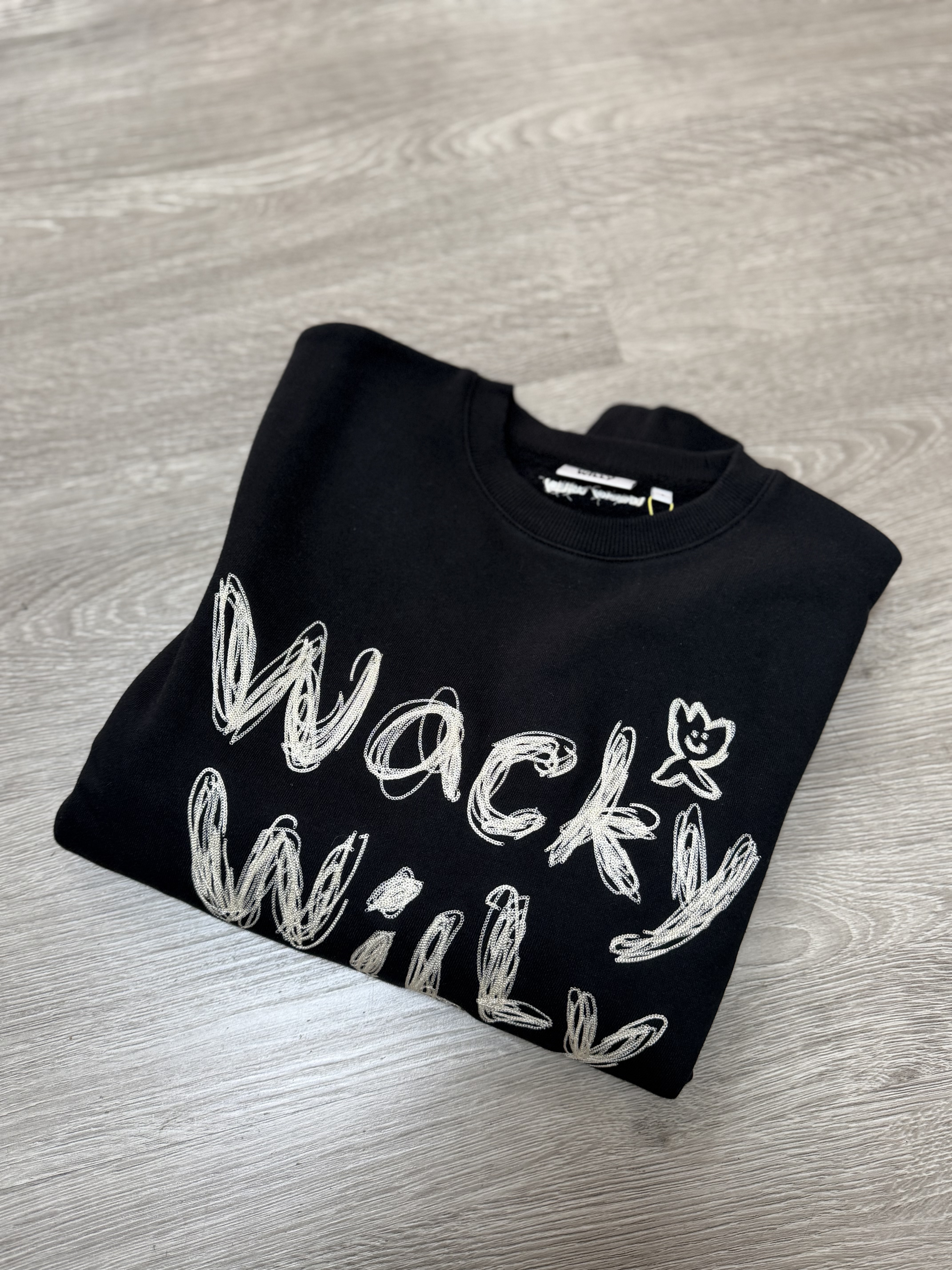 【OWN】Wacky Willy 長袖 上衣 刺繡 塗鴉 縫線 衛衣 不分男女 黑色