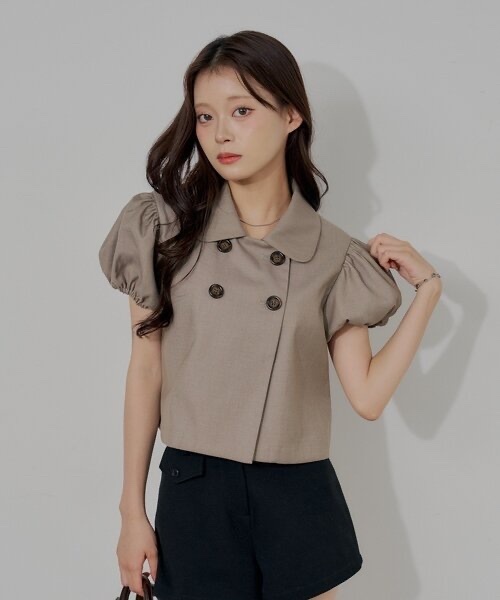 Chico / Puff-Sleeve Double-Breasted Shirt
