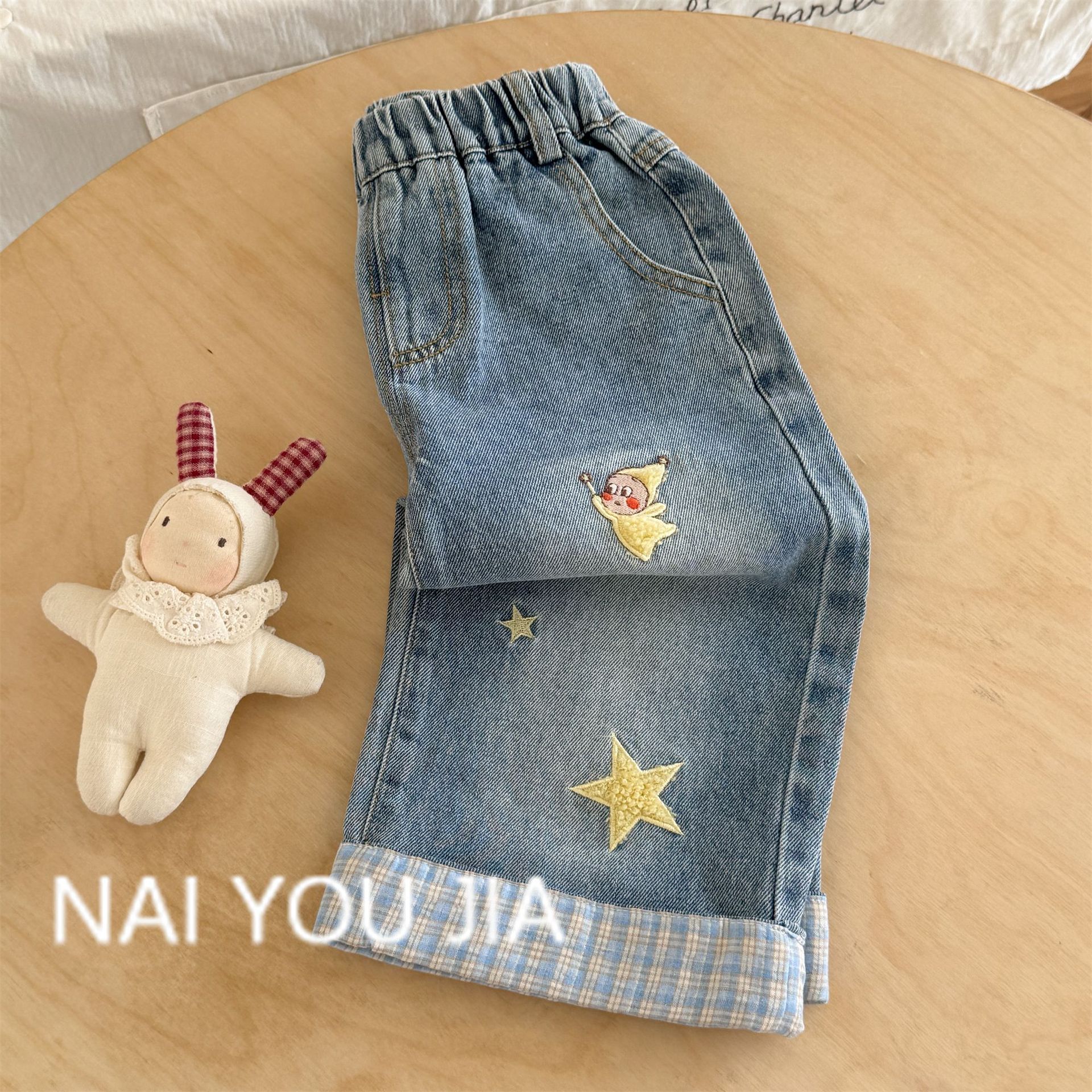 【H1133】星星控必買牛仔直筒褲(80-140)