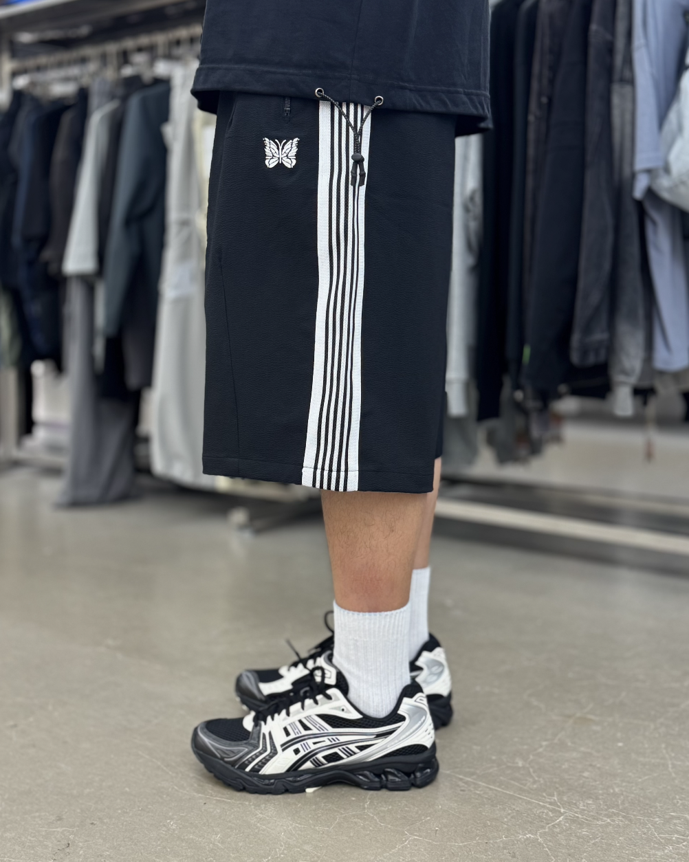 Needles x LHP HD Track Shorts Seersucker- Black- SX1536