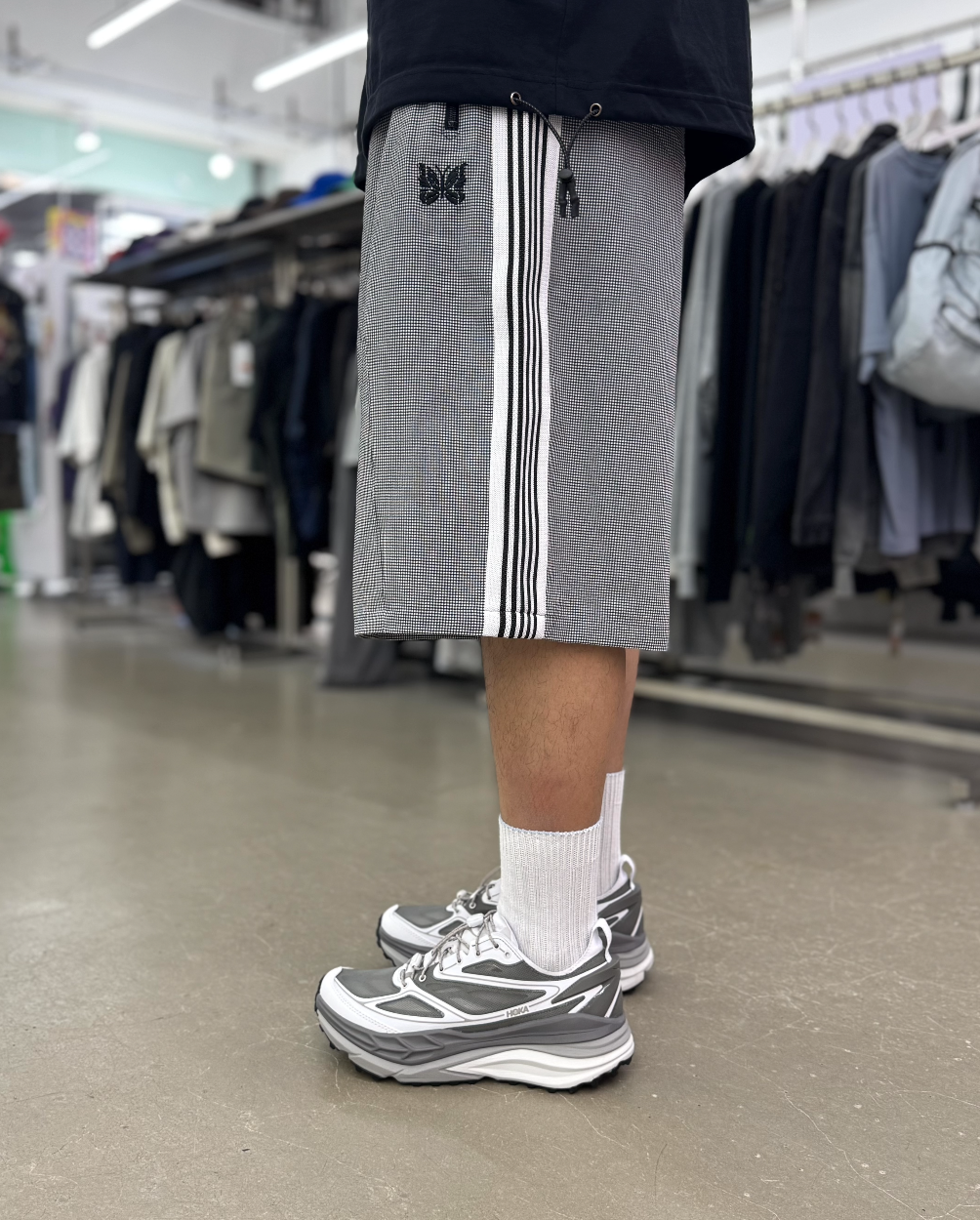 Needles x LHP HD Track Shorts Seersucker- Grey- SX1536
