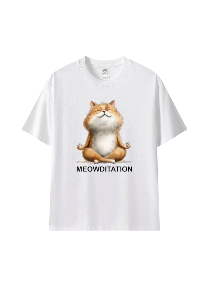 冥想橘貓印花棉T★MEOWDITATION 療癒系趣味插畫・