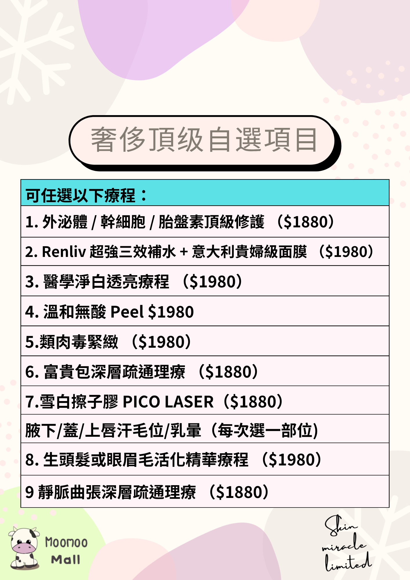 C1 SKIN MIRACLE - 無創皇牌全面修護套餐 $2388/6次  （送6次奢侈頂级自選項目）