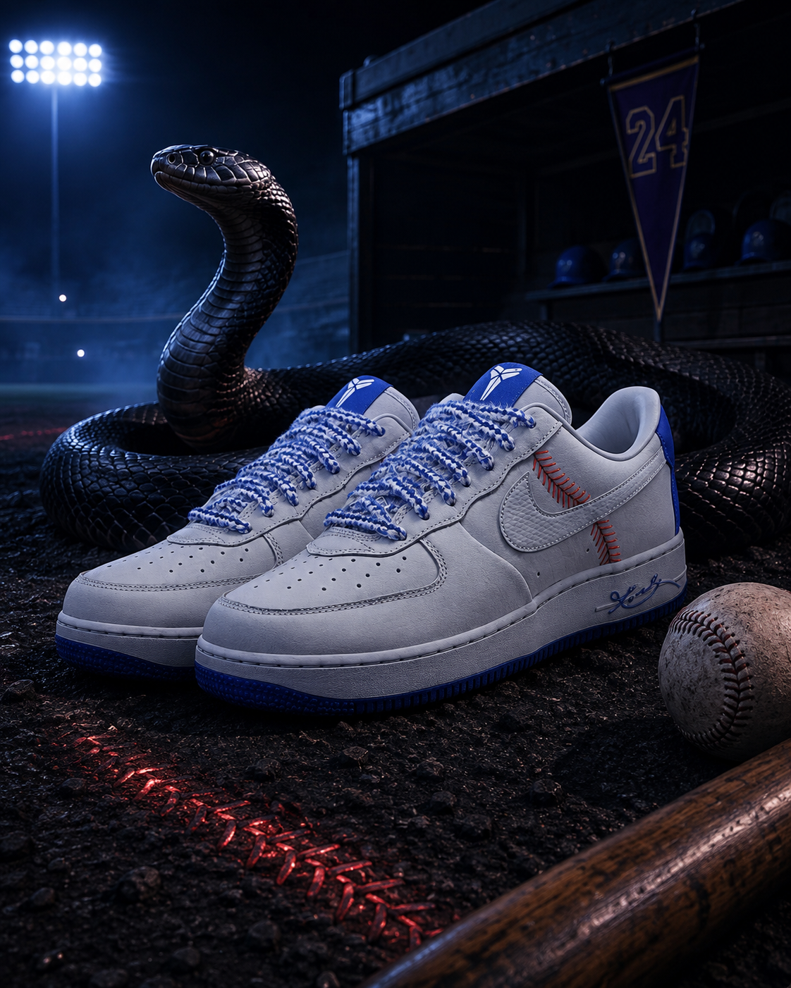 Kobe Bryant x Nike Air Force 1 Low Protro"Dodgers"  AF1 科比 道奇 8號 棒球 縫線 灰藍 IQ3920001