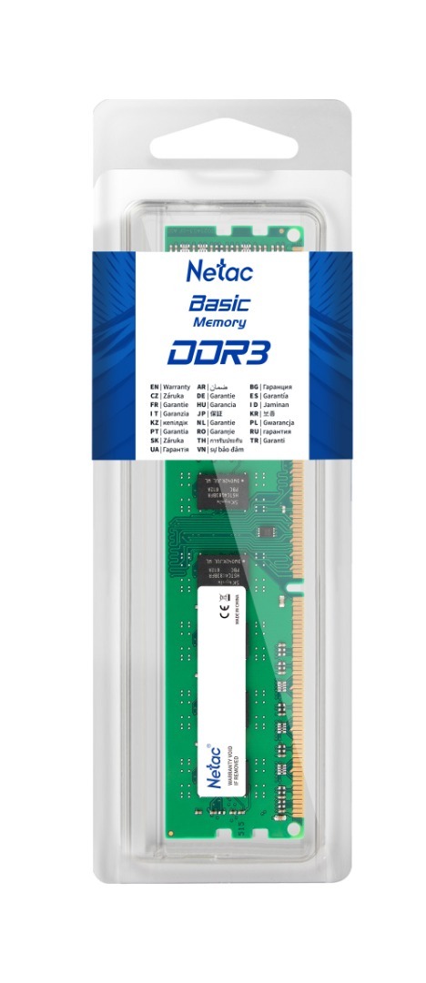 Netac Basic DDR3-1600 C46 240-Pin UDIMM Memory - 8GB