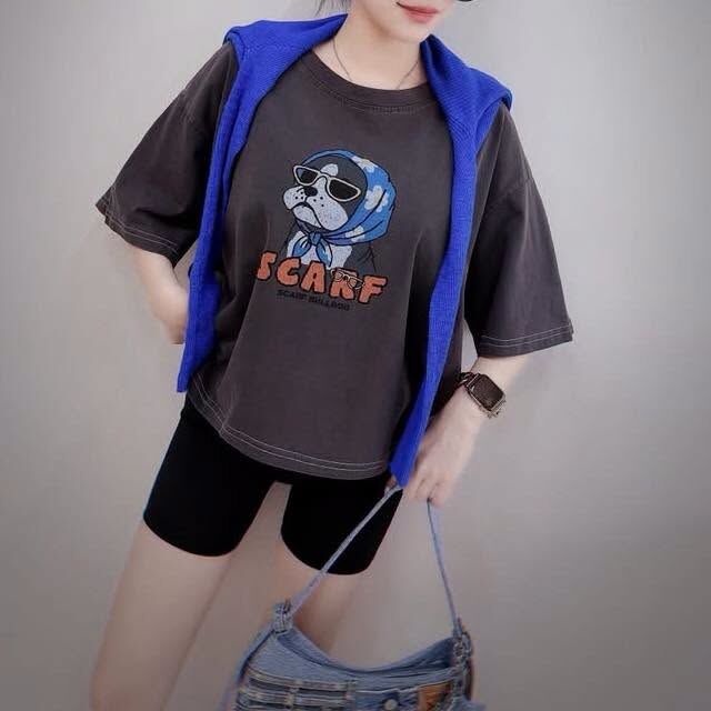 【美式鬥牛狗狗復古洗水棉tee】（現貨）