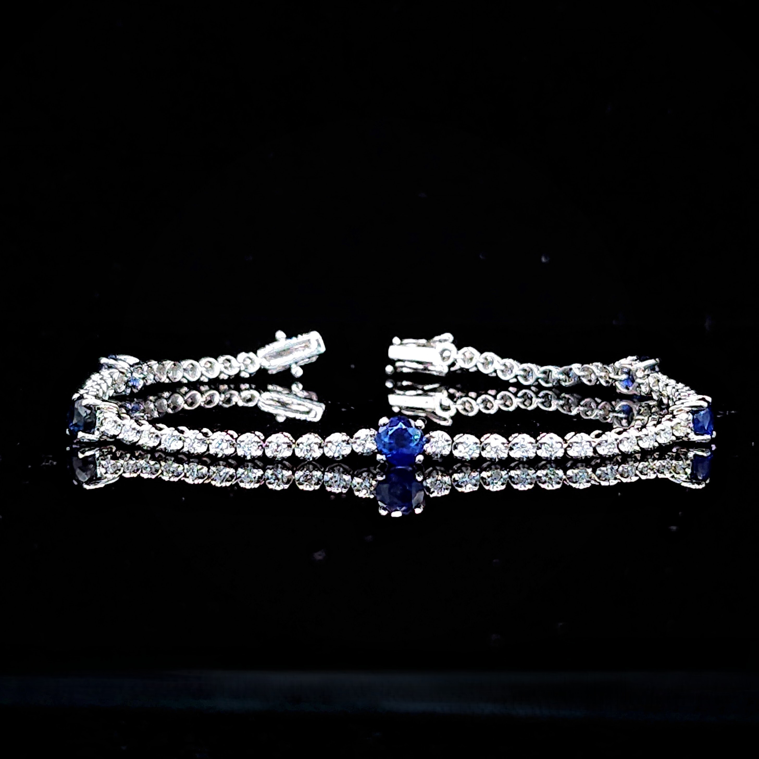 18K White Gold 2.31ct Sapphire and 1.00ct Diamond Bracelet