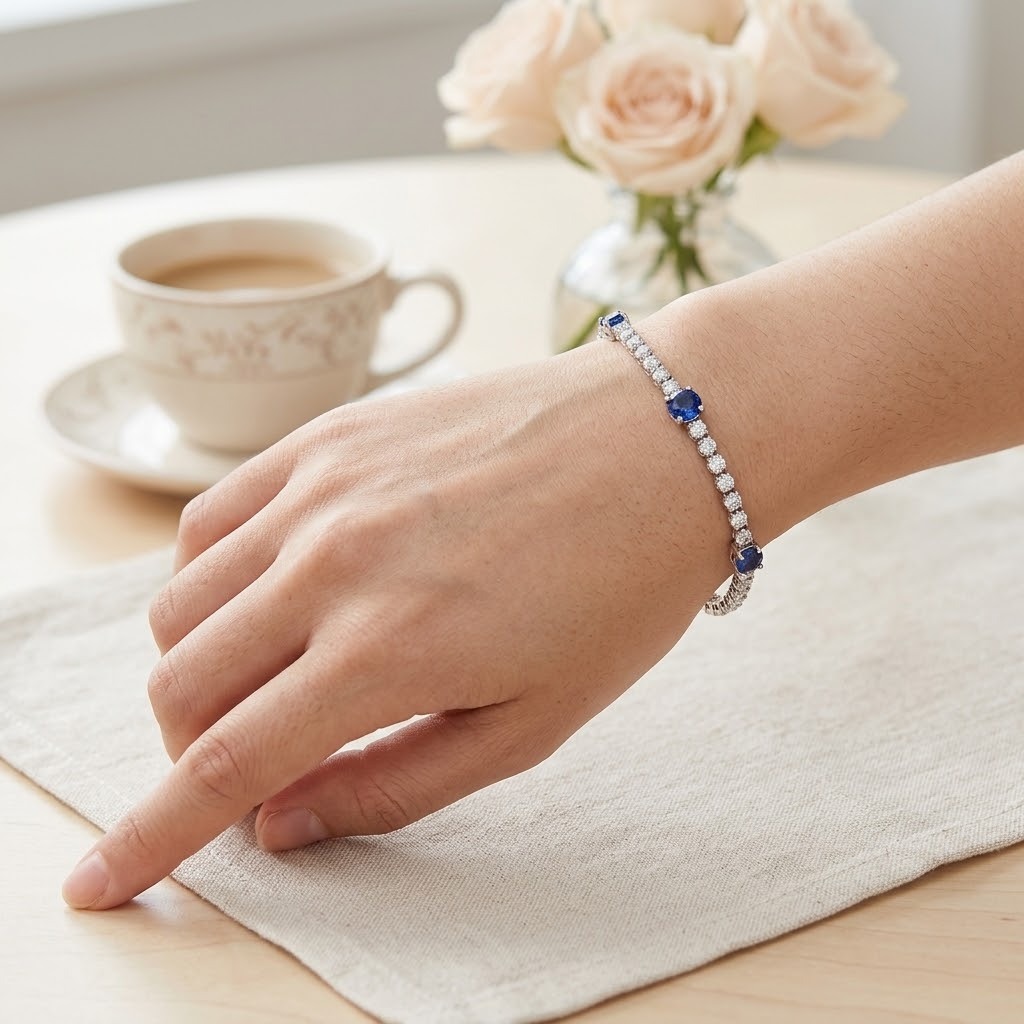 18K White Gold 2.31ct Sapphire and 1.00ct Diamond Bracelet