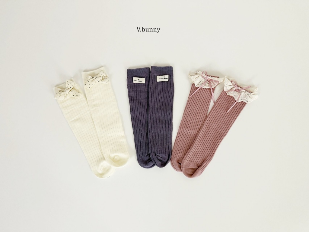 正韓秋Vbunny 莫蘭迪色蕾絲襪(三入)