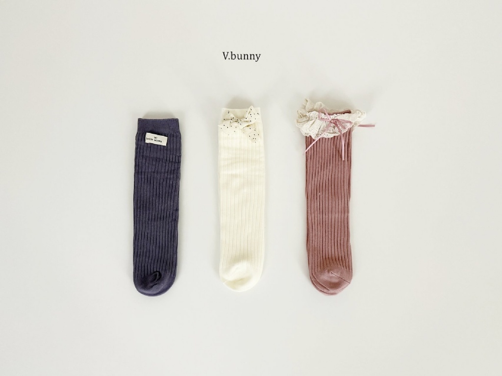 正韓秋Vbunny 莫蘭迪色蕾絲襪(三入)
