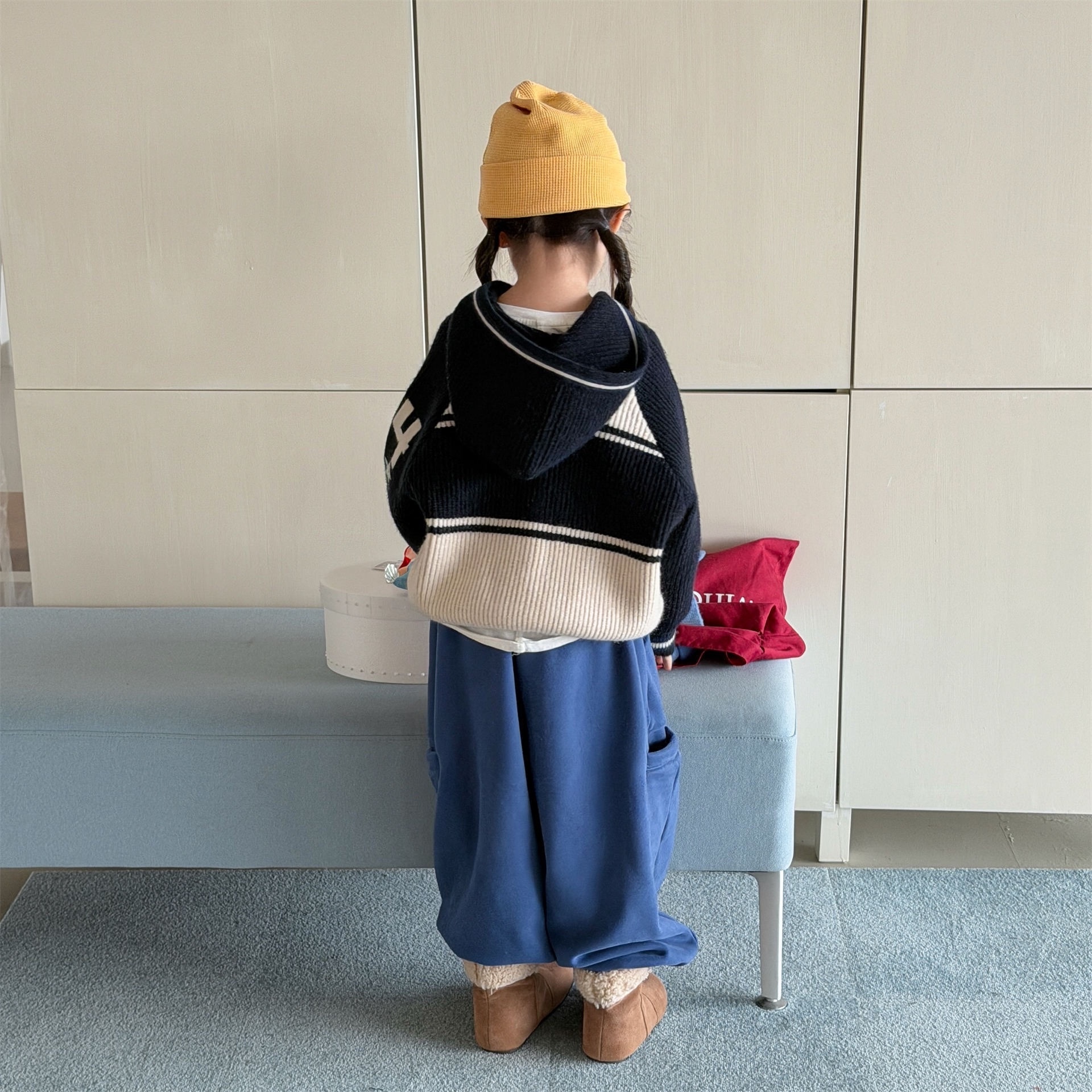 三色冬季抓絨寬褲