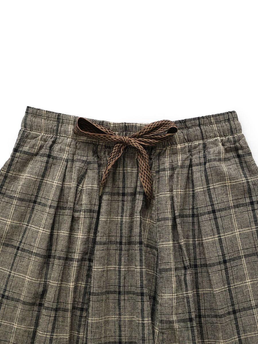 KAPITAL Cotton-linen glen check sarouel easy pants - PRE ORDER ITEM (預訂中)