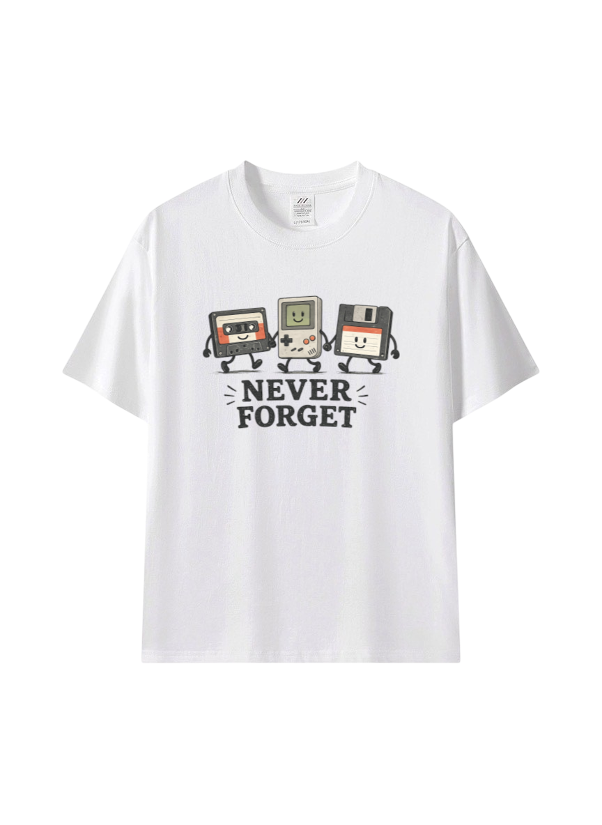 復古科技好朋友印花棉T★NEVER FORGET 懷舊3C插畫・休閒短袖T恤