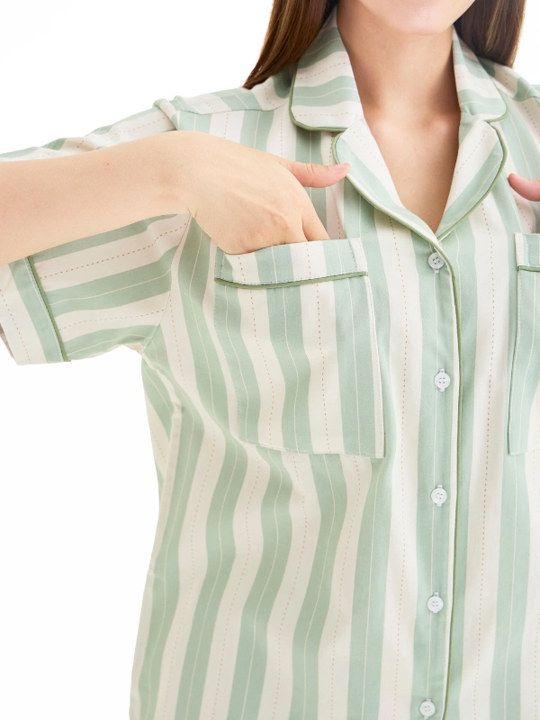 【Wilday Loft】Slip To Sleep泰國超紅‧免穿內衣睡衣＿抹茶線條 Matcha Strip＿